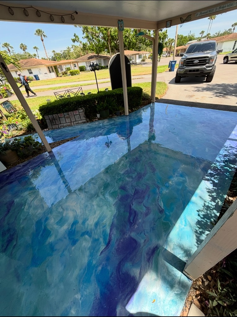 Patio Blue Purple Metallic Floor